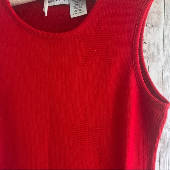 Vintage White Stag Patriotic Star Print Red Sleeveless Top Large - Picture 3 of 4